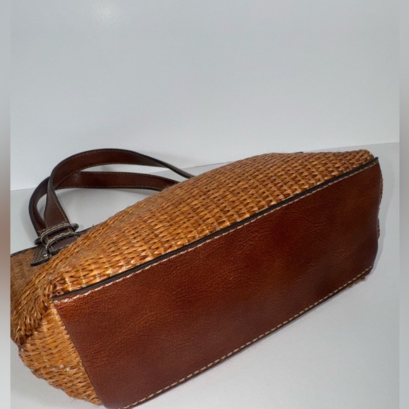 Vintage Fossil Small Handbag weave Leather Purse Satchel - Picture 4 of 7